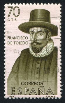 SPAIN - CIRCA 1964: stamp printed by Spain, shows Portrait of Francisco de Toledo, circa 1964