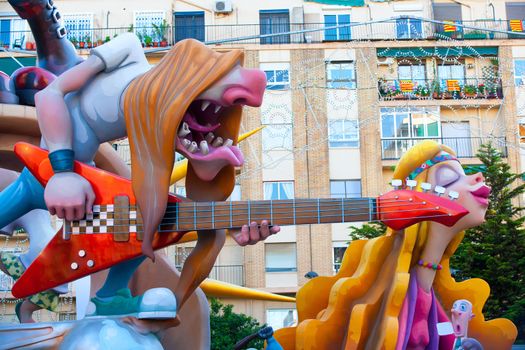 Fallas in Valencia fest figures that will burn on March 19 traditional popular celebration