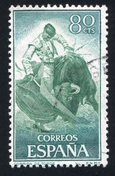 SPAIN - CIRCA 1960: stamp printed by Spain, shows Bullfighter, Corrida, circa 1960