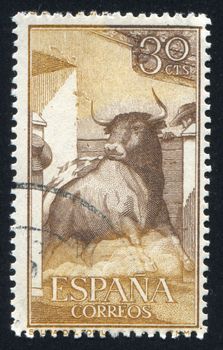 SPAIN - CIRCA 1960: stamp printed by Spain, shows Bullfighter, Corrida, circa 1960