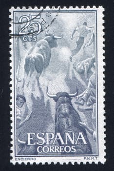 SPAIN - CIRCA 1960: stamp printed by Spain, shows Bullfighter, Corrida, circa 1960