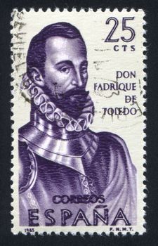 SPAIN - CIRCA 1965: stamp printed by Spain, shows Portrait of Don Fadrique de Toledo, circa 1965