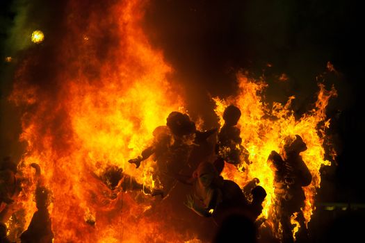 Crema in Fallas of Valencia on March 19 night all figures are burned as end of celebration