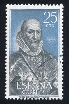 SPAIN - CIRCA 1966: stamp printed by Spain, shows Admiral Alvaro de Bazan, circa 1966