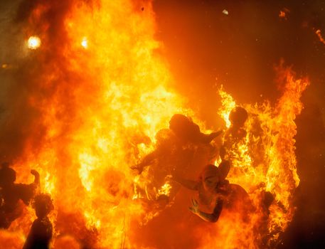 Crema in Fallas of Valencia on March 19 night all figures are burned as end of celebration