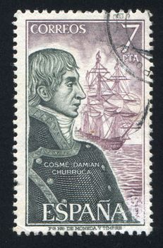 SPAIN - CIRCA 1976: stamp printed by Spain, shows Cosme Damian Churruca, circa 1976