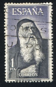 SPAIN - CIRCA 1963: stamp printed by Spain, shows Father Raymond Lully, circa 1963