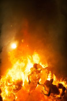 Crema in Fallas of Valencia on March 19 night all figures are burned as end of celebration