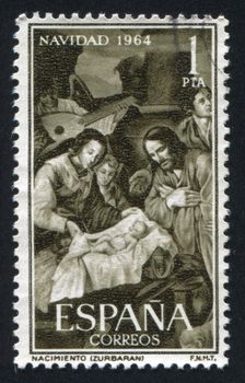 SPAIN - CIRCA 1964: stamp printed by Spain, shows Christmas by Zurbaran, circa 1964