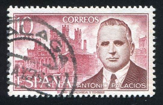 SPAIN - CIRCA 1975: stamp printed by Spain, shows Antonio Palacios and Casa Guell, circa 1975