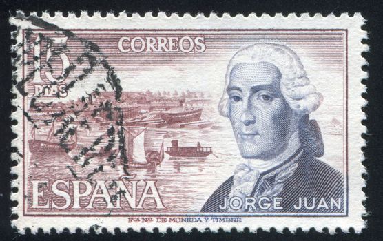 SPAIN - CIRCA 1974 : stamp printed by Spain, shows Jorge Juan y Santacilla, circa 1974