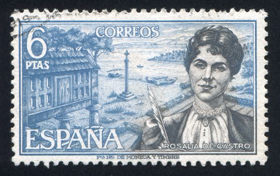 SPAIN - CIRCA 1968: stamp printed by Spain, shows Rosalia de Castro, circa 1968