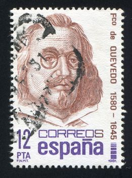 SPAIN - CIRCA 1981: stamp printed by Spain, shows Francisco de Quevedo, circa 1981