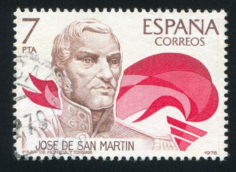 SPAIN - CIRCA 1978: stamp printed by Spain, shows Portrait of Jose de San Martin, circa 1978