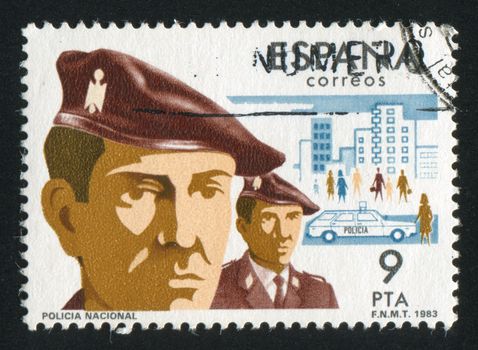 SPAIN - CIRCA 1983: stamp printed by Spain, shows State Security Forces, circa 1983