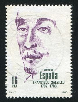 SPAIN - CIRCA 1983: stamp printed by Spain, shows Francisco Salzillo Alvarez, circa 1983