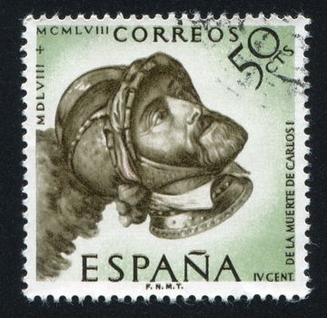 SPAIN - CIRCA 1958: stamp printed by Spain, shows Portrait of Charles V, circa 1958