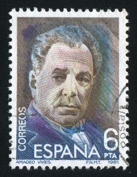SPAIN - CIRCA 1982: stamp printed by Spain, shows Amadeo Vives Roig, circa 1982