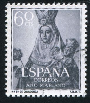 SPAIN - CIRCA 1953: stamp printed by Spain, shows Black Virgin of  Covadonga, circa 1953