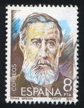 SPAIN - CIRCA 1982: stamp printed by Spain, shows Tomas Breton Hernandez, circa 1982