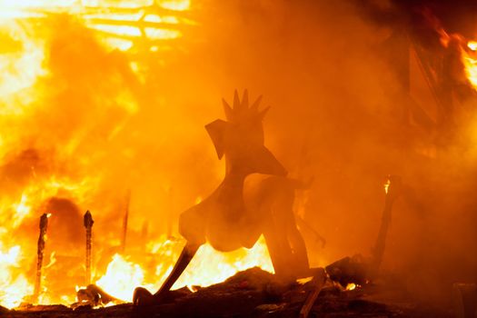 Crema in Fallas of Valencia on March 19 night all figures are burned as end of celebration