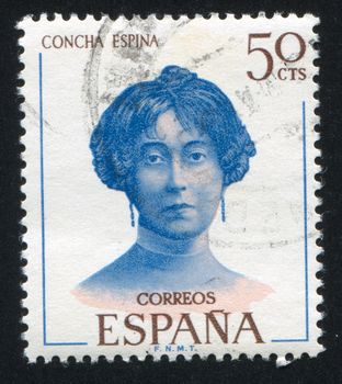 SPAIN - CIRCA 1970: stamp printed by Spain, shows Concha Espina, circa 1970