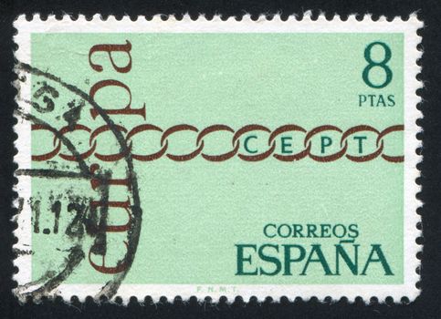 SPAIN - CIRCA 1976: stamp printed by Spain, shows CEPT, Conference of European Postal and Telecommunication Administrations, circa 1976
