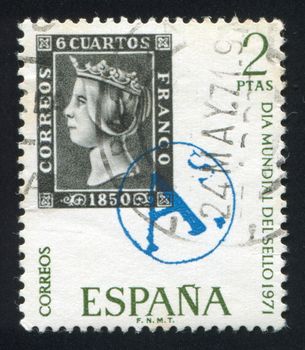 SPAIN - CIRCA 1971: stamp printed by Spain, shows, Queen Isabella II, circa 1971