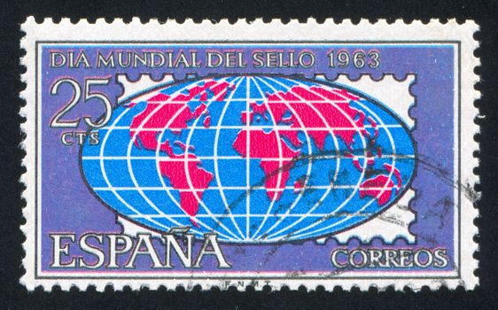 SPAIN - CIRCA 1963: stamp printed by Spain, shows Globe, circa 1963