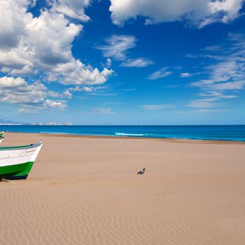 Valencia Malvarrosa Patacona beach in Mediterranean sea of Spain