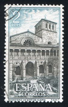 SPAIN - CIRCA 1964: stamp printed by Spain, shows Santa Maria de Huerta Monastery, circa 1964