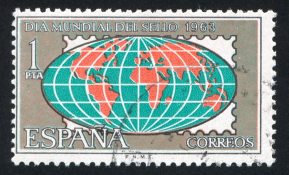 SPAIN - CIRCA 1963: stamp printed by Spain, shows Globe, circa 1963