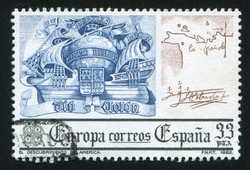 SPAIN - CIRCA 1982: stamp printed by Spain, shows Discovery of New World, Europa, circa 1982