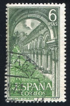 SPAIN - CIRCA 1969: stamp printed by Spain, shows Las Huelgas Monastery, Inside view, circa 1969
