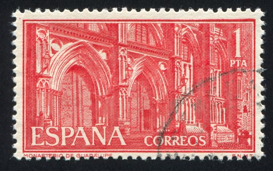 SPAIN - CIRCA 1959: stamp printed by Spain, shows Monastery of Guadalupe, Portals, circa 1959