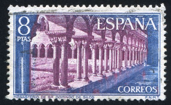 SPAIN - CIRCA 1973: stamp printed by Spain, shows St. Domingo de Silos Monastery, Burgos, Cloister walk, circa 1973