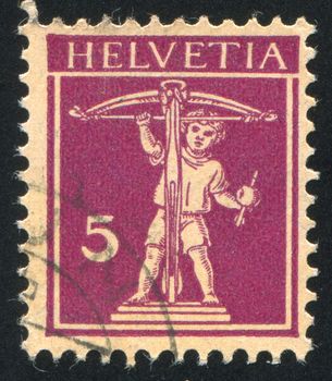 SWITZERLAND - CIRCA 1909: stamp printed by Switzerland, shows William Tell���s Son, circa 1909