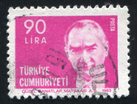 TURKEY - CIRCA 1980: stamp printed by Turkey, shows president Kemal Ataturk, circa 1980.