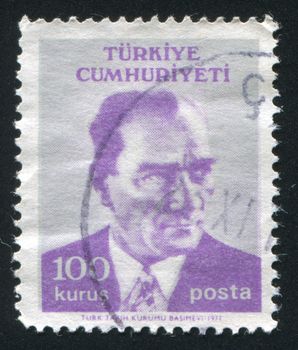 TURKEY - CIRCA 1971: stamp printed by Turkey, shows president Kemal Ataturk, circa 1971.