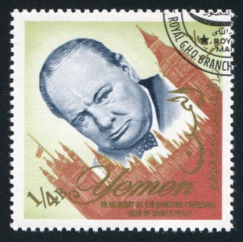 YEMEN - CIRCA 1972: stamp printed by Yemen, shows Winston Churchill, circa 1972