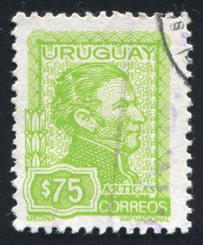 URUGUAY - CIRCA 1972: stamp printed by Uruguay, shows Jose Gervasio Artigas, circa 1972