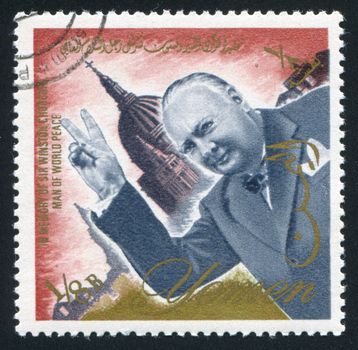 YEMEN - CIRCA 1972: stamp printed by Yemen, shows Winston Churchill, circa 1972