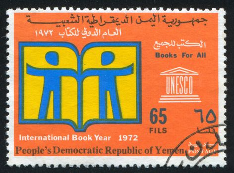 YEMEN - CIRCA 1972: stamp printed by Yemen, shows Book Year Emblem, circa 1972