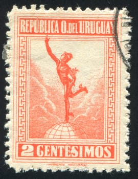 URUGUAY - CIRCA 1922: stamp printed by Uruguay, shows Mercury, circa 1922