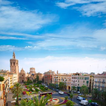 Valencia historic downtown El Miguelete and Cathedral Micalet de la Seu in spain