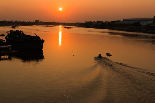 Beautiful sunset above the Chao Phraya River