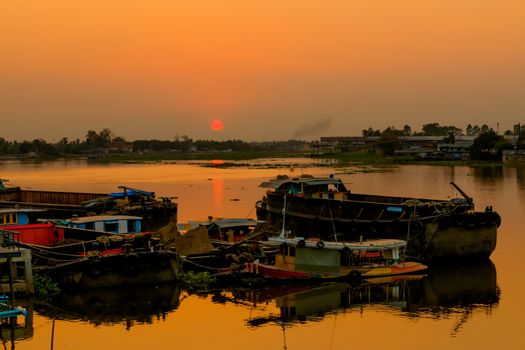Beautiful sunset above the Chao Phraya River