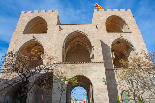 Valencia Torres de Serrano towers it was the Fort entrance city door in Spain