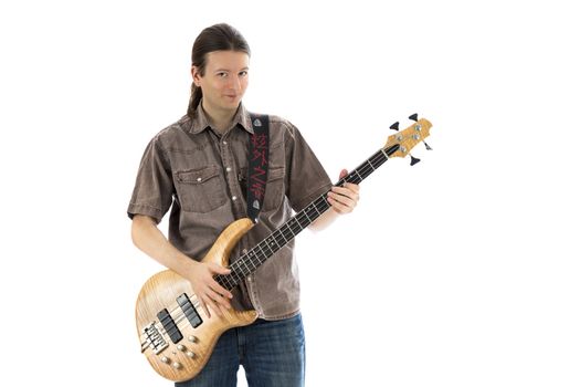 Bassist playing bass guitar (Series with the same model available)
