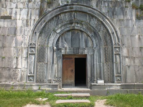 The Gavit adjoins the west end of St. N'shan church at  Haghpat Monastery and was begun in1208/09 on the ruins of a previous building. It is an extraordinary achievement of Medieval architecture in Armenia, for its intricate plan, combining several earlier structures.